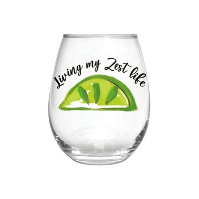 17 OZ Stemless Glass w/Box, Living my Zest Life