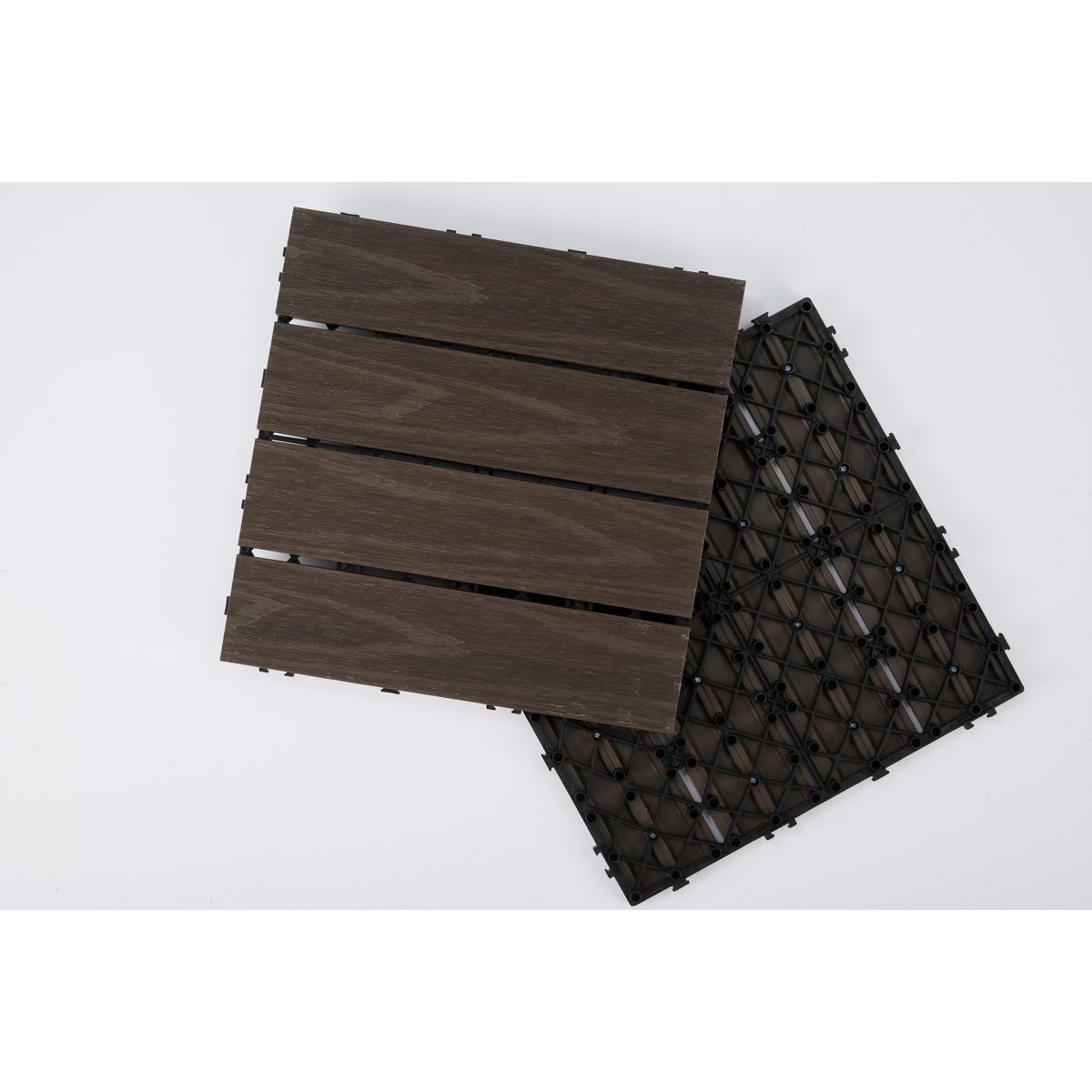 Interlocking Composite Deck Tiles, Wood Grain Snap-In Outdoor Patio Flooring Tiles for Balcony, Backyard & Outdoor Walkway Decoration - thumbnail 8