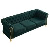 3-Seater Velvet Tufted Sofa with Wood Frame and Gold Metal Legs, 87 inch Long Modern Upholstered Couch for Living Room or Apartment-Koiai - 4 of 4