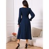 INSPIRE CHIC Women's Elegant Frilled Crewneck Midi Long Sleeve Pleated A-Line Flowy Dress with Pockets - 4 of 4