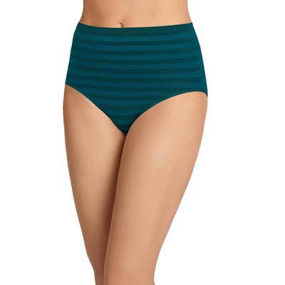 Jockey Womens Matte & Shine Seamfree Full Rise Brief 6 Gem Green