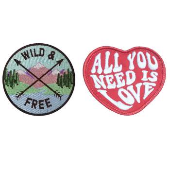 HEDi-Pack 2pk Self-Adhesive Polyester Hook & Loop Patch - Wild & Free and All You Need Is Love