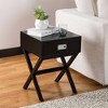 Wooden X-Leg End Table with 1 Drawer Black - Glitzhome - 2 of 4