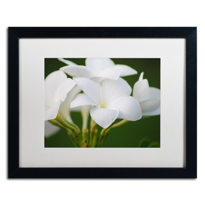 White Flower Giclee Print in Black Frame with White Mat