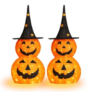 Syemin Decorative Holiday Scene Props 2pcs 3FT Halloween Collapsible Pumpkin Decorations, Halloween Decor Inflatable, Multicolored, 16.54"*16.54"*36" - 1 of 4