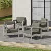 Christopher Knight Home Aviara Outdoor Aluminum Club Chair with Cushions (Set of 4), Silver/Khaki - 2 of 4