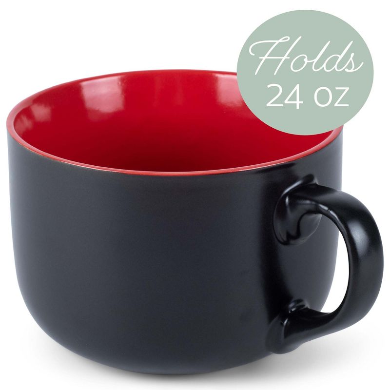 Elanze Designs Large Color Pop 24 ounce Ceramic Jumbo Soup Mugs Set of 4, Red, 2 of 6