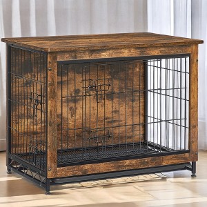 Dog Crate Furniture, 32.5" Side End Table, Modern Kennel for Dogs Indoor up to 45 lb, Heavy-Duty Dog Cage, Double-Door Dog House - 1 of 4
