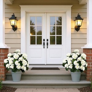 2PCS Artificial Lavender Begonia Ball Trees, 23" UV Evergreen Shrubs Plants with Ground Spike Fake Plants for Front Porch Garden - 1 of 4