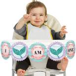 Big Dot of Happiness Let's Be Mermaids 1st Birthday Highchair Decor - I Am One - First Birthday High Chair Banner