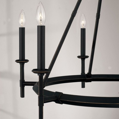 Brushed Black Iron 6-Light Candle Chandelier