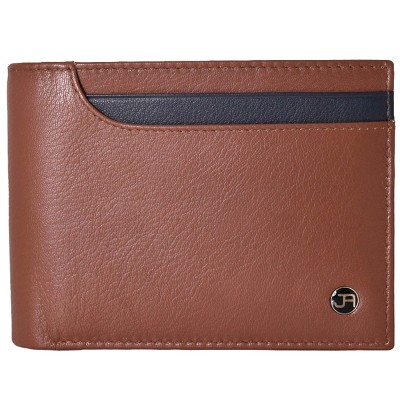 Jack Abrahams - Jack Abrahams Goat Nappa Leather Bi-Fold Top Front Wallet Cognac/Black