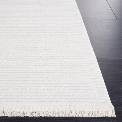 Ivory Hand-Knotted Synthetic Area Rug, 5'3" x 7'6"