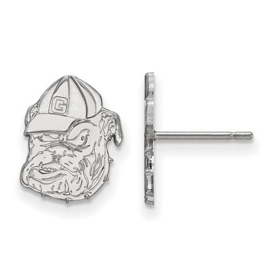 Black Bow Jewelry 14k White Gold Georgia Bulldogs NCAA Post Earrings