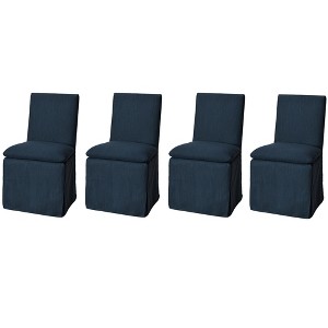 KINWELL Performance Fabric Slipcover Dining Chair Side Chair With Casters Set of 4 - 1 of 4