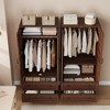 Armoire Wardrobe Closet with 2 Drawers, 72" Wooden Wardrobe Cabinet with Hanging Rod and Doors, White - 3 of 4