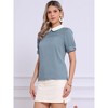 INSPIRE CHIC Women's Vintage Peter Pan Collar Contrast Puff Short Sleeve Blouse - 3 of 4