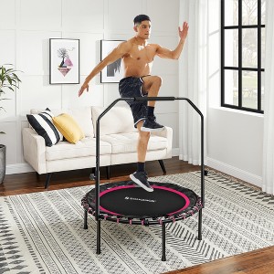 40-Inch Foldable Mini Trampoline with Adjustable Handrail, 264.6 lb Capacity, Home Fitness Rebounder - 1 of 4