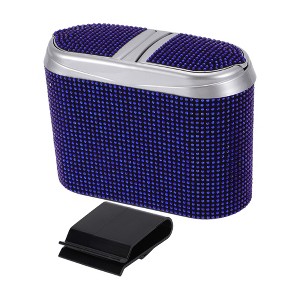 Unique Bargains Car Trash Can Hanging Car Door Rhinestone Plastic Trash Bin Blue Black 1 Pcs - 1 of 4