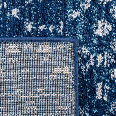 Blue Geometric Hand-knotted Synthetic 4' x 6' Rug