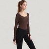 Anna-Kaci Active Women's Long Sleeve Pullover Top with Deep Scoop Neck and Fitted Stretch Design - 2 of 4