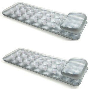 Intex 18-Pocket Suntanner Inflatable Floating Mat 74in x 28in Gray (2-Pack) - 1 of 3