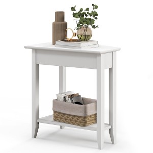 Tangkula 2-Tier End Table Irregular Narrow Sofa Side Nightstand w/ Storage Shelf - 1 of 4