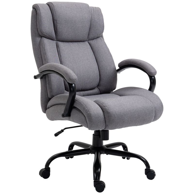 Vinsetto High Back Big and Tall Executive Office Chair 484lbs with Wide Seat Computer Desk Chair with Linen Fabric Swivel Wheels Light Gray, 5 of 10