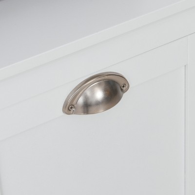 White MDF Tilt-Out Laundry Sorter Cabinet with Dual Compartments