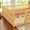 Twin/Full Size Floor Bed with Safety Fence and Open Door, Wooden Montessori Style Platform Bed Frame for Toddlers and Kids Bedroom or Playroom - 3 of 4