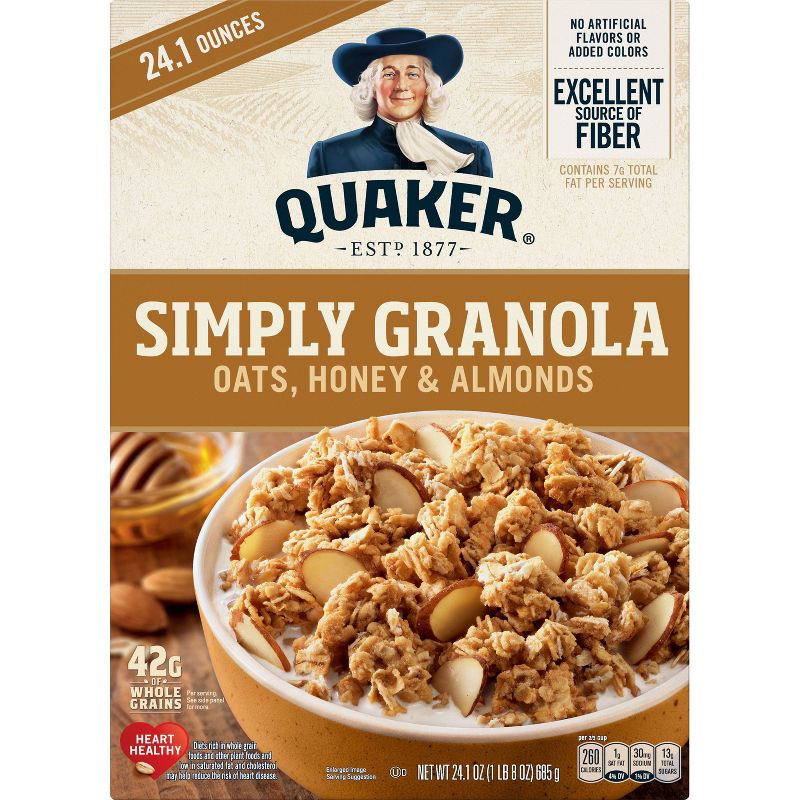 Quaker Simply Granola Regular, Oats, Honey, Almond - 24.1oz, 3 of 7
