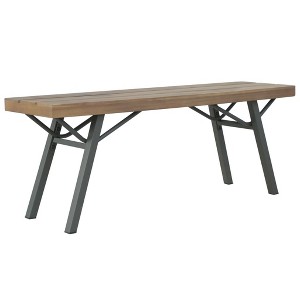 Garden Bench Brown and Gray Solid Acacia Wood and Steel 47.2 in - 1 of 4