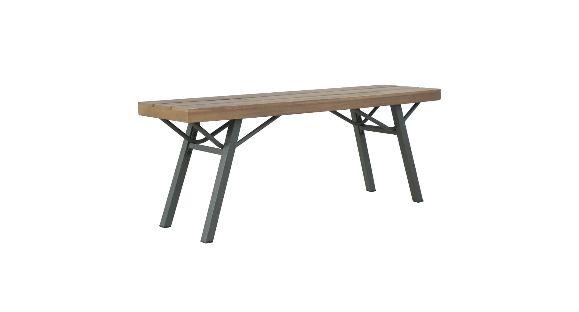 Garden Bench Brown and Gray Solid Acacia Wood and Steel 47.2 in