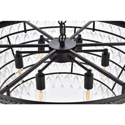 Nordic Black and Clear Iron and Glass 6-Light Chandelier