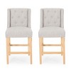 Counter Height Bar Stools Set Of 2,Fabric Tufted Wingback Kitchen Chairs,Armless Seat Height Dining Chairs With Wood Legs Footrest-Cuddlewood - 3 of 4