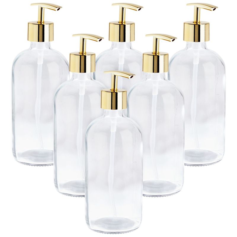 Juvale 6 Pack Gold Bathroom Soap Dispenser for Lotion and Liquid (16 Ounce), 1 of 10