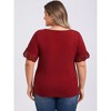 GRACE & GRANDEUR Women's Plus Size Eyelet Embroidered Lace Short Sleeve V Neck Dressy Casual Blouses - image 3 of 3