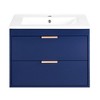 24" Floating Wall Mounted Bathroom Vanity With White Ceramic Sink Storage Drawers Wooden Bathroom Storage Cabinet, Blue - 2 of 4