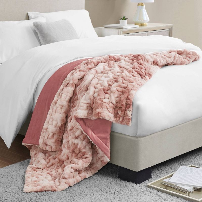 50"x60" Ruched Faux Fur Throw Blanket - Madison Park, 2 of 11