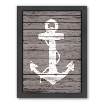 18x24 Framed Art 'Wood Quad Anchor' Shabby Chic Wall Décor - Americanflat