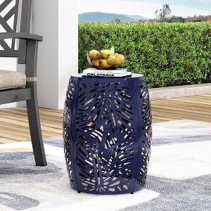 PAGED Modern Round Outdoor Side Table,13.25 inch Iron Patio End Tables for Backyard,Pool, Indoor Companion,Durable and Stable - 1 of 4