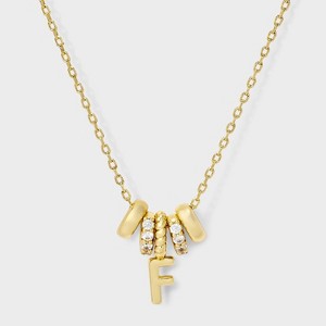 14K Gold Dipped Cubic Zirconia Rondelle Initial Necklace - A New Day™ Gold - 1 of 4