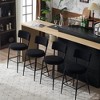 24"Set of 4 modern teddy fabric upholstered bar stools - Metal base high stool - Suitable for kitchen,Black+Golden - image 3 of 4