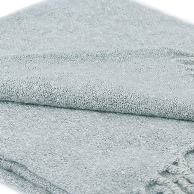 Ultra Soft Gray Wool Knitted Throw Blanket with Fringe
