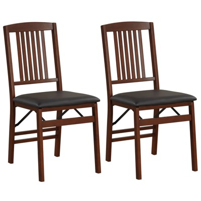 Tangkula Folding Dining Chair Set of 2/4 Armless Kitchen Dining Room Chairs with Rubber Wood Legs Anti-slip Foot Pads Modern Chair for Home