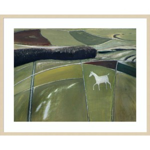 41"x33" White Horse Cherhill by Eric Hains: Countryside Giclee Print - Amanti Art - 1 of 4
