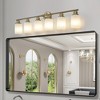 5-Light Golden Bathroom Vanity Light Fixture, Frosted Glass Shades, Modern Wall Mounted Lighting(Bulbs NOT Included) - 3 of 4