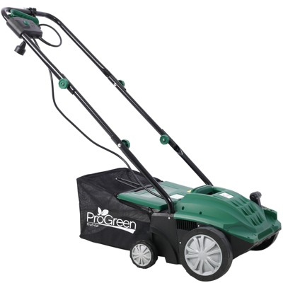 VYNXARIA Green 13-Inch Lawn Mowers - 2-in-1 Dethatcher and Scarifier with Spacious Collection Bag