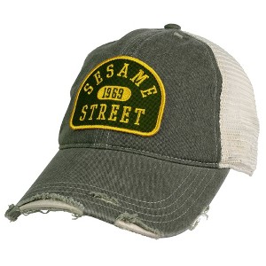 Sesame Street Pill Arc Vintage Cotton Twill Trucker Cap Hunter Green OS - 1 of 4