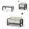 4 Piece Aluminum Outdoor Chat Set with Cushions,Modern Patio Conversation Set with Glass Table,Rust Resistant Patio Furniture Set-Cuddlewood - 4 of 4